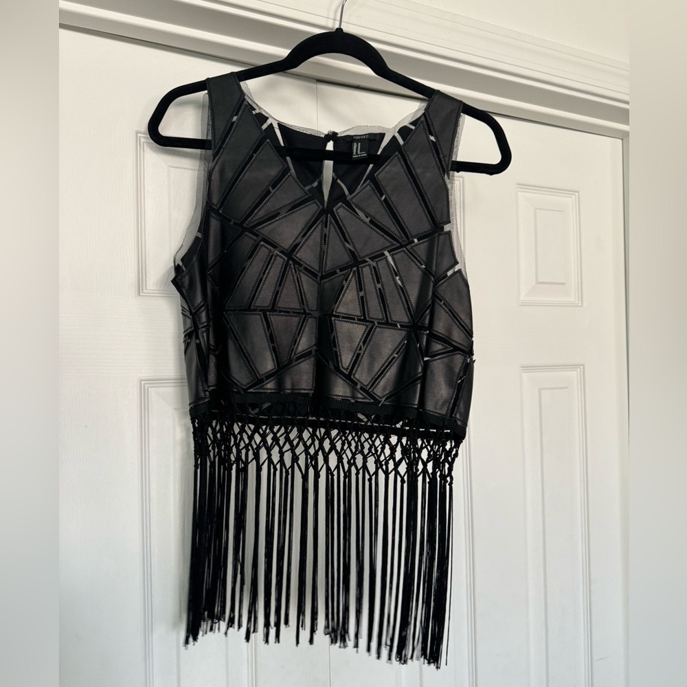 Leather cut out crop top- Rave